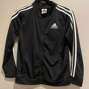 Adidas Track Jacket Youth Large 14-16 Boy Girl Kid Black Zip Up